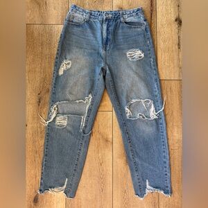 Distressed Blue Jeans